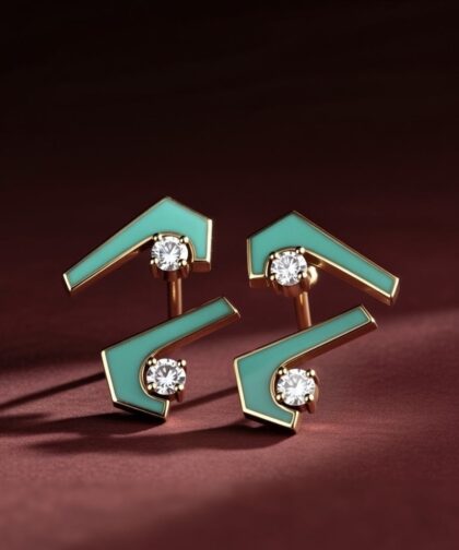 Turkuaz Açılı Pırlanta Küpe